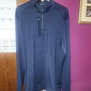 CUTTER&BUCK SHINY BLUE QUARTER ZIPUP GOLF SHIRT. SIZE EXTRA LARGE TALL.